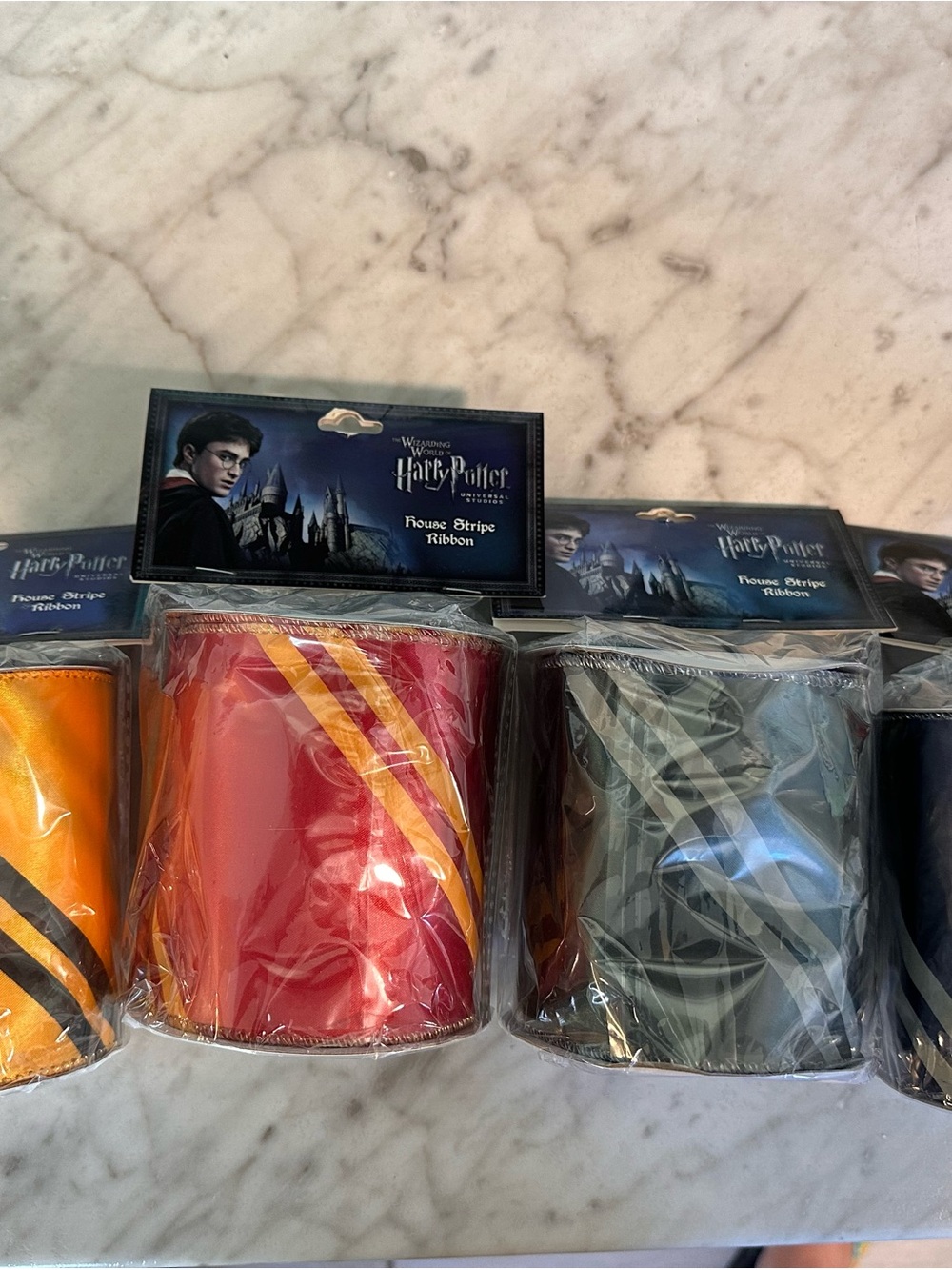 Wizarding World House Striped Ribbon- set of 4